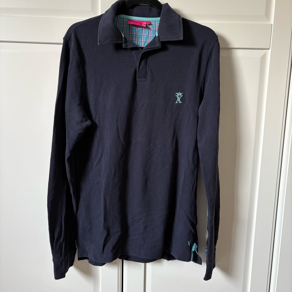 Vicomte A. Navy Blue Polo longsleeves Shirt Size M